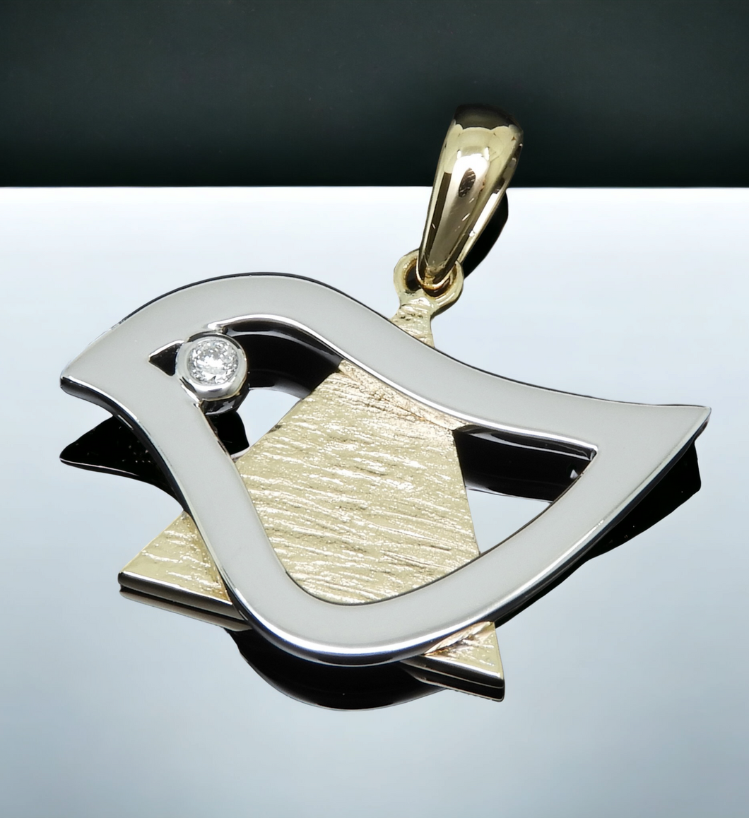 18K Two Tones Gold Dove of Peace
